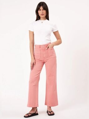 Rolla's Sailor High Rise Wide Leg Jeans Rose Pink, Mineral Wash, 31, Coastal